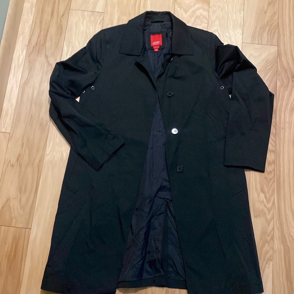 Espirit Black Trench Coat Jacket Y2K